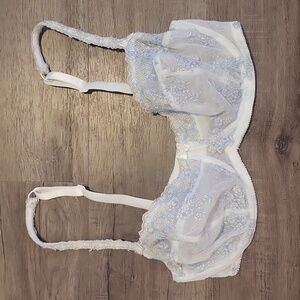 FELINA Victoria Embroidered Underwire Bra #7975 size 36D full figure sheer mesh